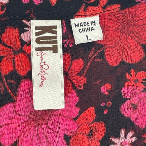Kut From The Kloth Women's Sheer Floral Blouse, Sz. L Fairy Whimsygoth - Picture 5 of 9
